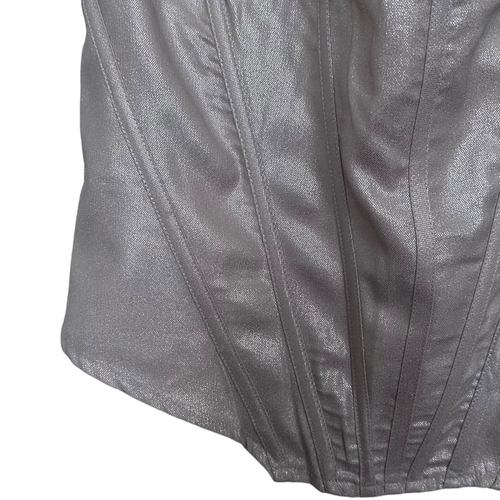 PrettyLittleThing Women’s Sz 12 Gold Metallic Seam Detail Longline Corset NWT - Picture 3 of 9